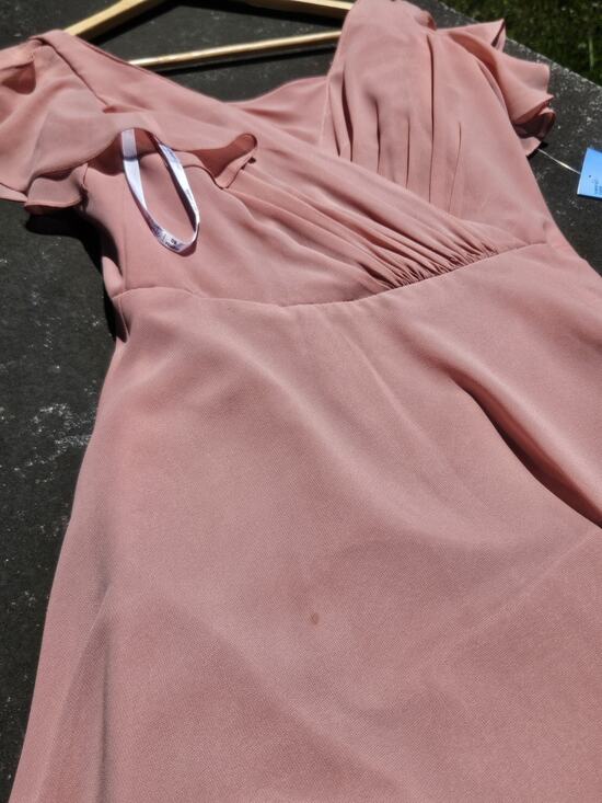 David's Bridal Dresses & Skirts - David's Bridal Celebrate DB Studio Long Flutter Sleeve Dress Size 8 Desert Pink